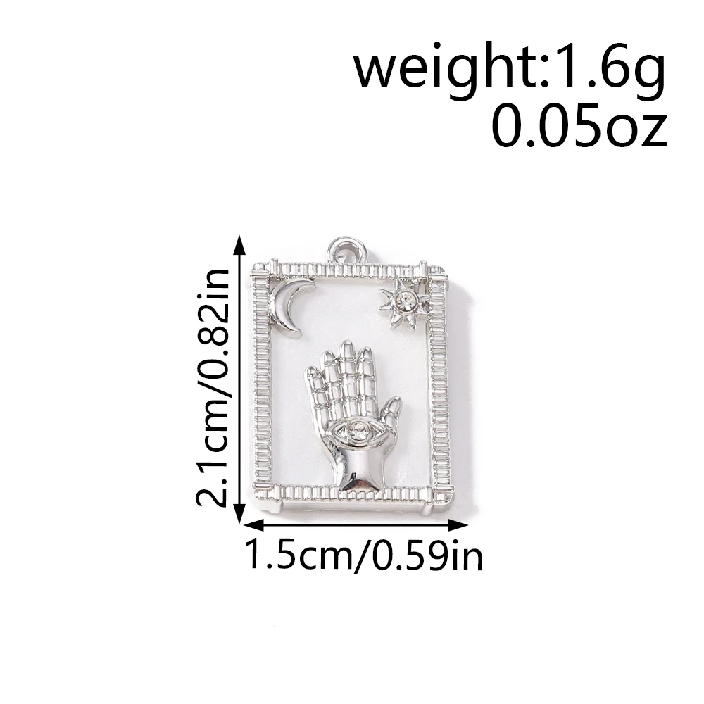 Leslie 5 Stück 15*21mm Goldfarbene Tarot-Mond-Stern-Hamsa-Hand-Anhänger für DIY Fatima-Hand-Auge-Halsketten-Schmuckherstellung Zubehör – Detail 25