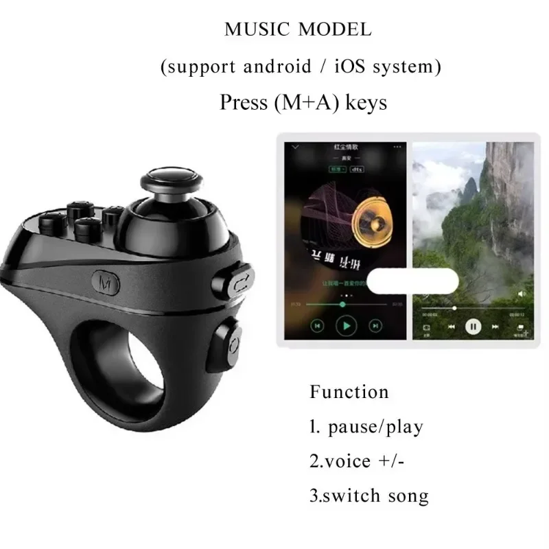 Função dedo mouse joystick adaptador sem fio mini anel de dedo kits mouse controle remoto jogo pausa página tablet pc móvel ios