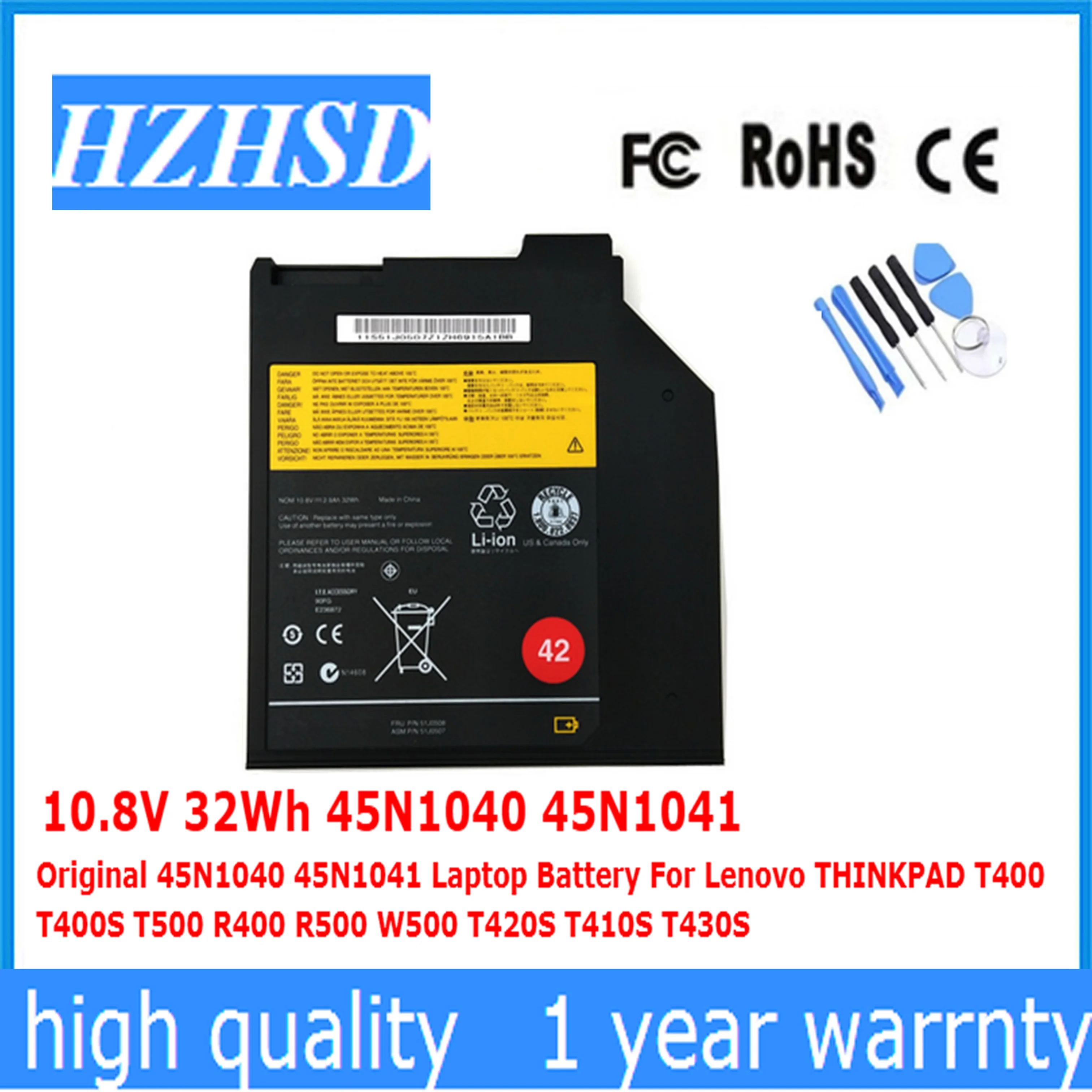 Original Bateria do Portátil para Lenovo Thinkpad T400 T400s T500 R400 R500 W500 T420s T410s T430s 10.8v 45n1041 45n1040 32wh