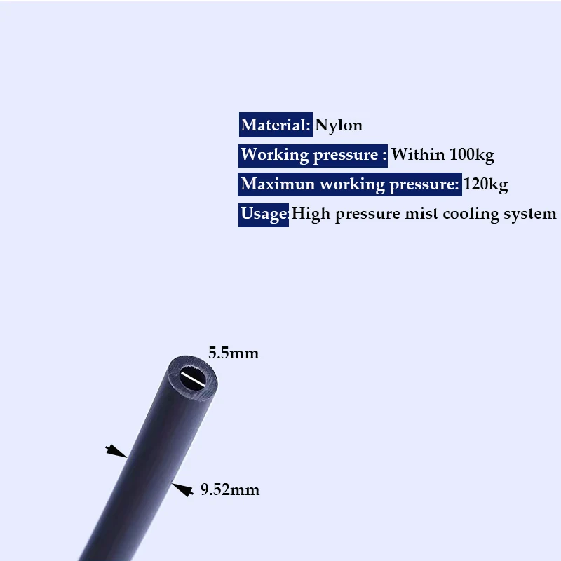 100m/rolka 3/8 Cal wysokiego ciśnienia rura nylonowa wewnętrzna średnica rur 5.5mm średnica zewnętrzna 9.52mm do ogrodu System chłodzenia mgłą