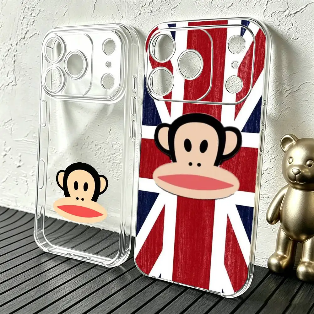 Fashion P-Paul Franks Logo  Phone Case For iPhone 17 16 15 14 13 12 11 Mini Pro Max Plus Transparent Cover