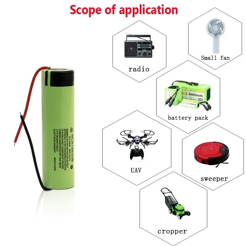 New 18650 3.7V NCR18650B 3400mAH Battery Original Lithium Rechargeable Batteries with Cable for Flashlight Electric Toys LED
