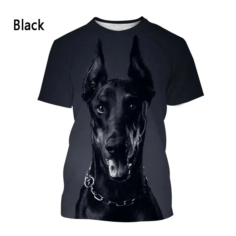 Summer 3d print T shirt for men Funny Doberman Picture Printed Tees Personality Casual Round neck Short Sleeve Oversized Tops