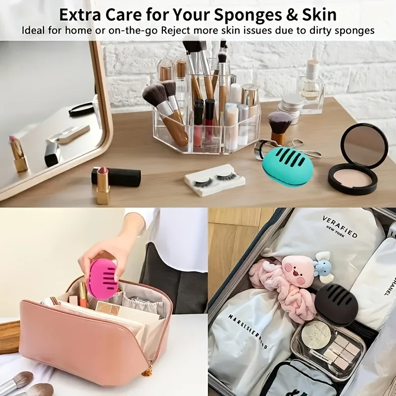 1Pcs Makeup Sponge Holder Eco-Friendly Silicone Multi-hole Storage Case Travel Protable Cosmetic Puff Holder Box