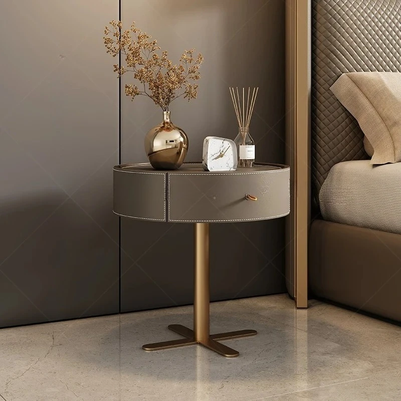 منضدة جمالية فاخرة للتخزين الأوروبية البسيطة طاولة السرير الجلدية الشمال الحديثة كوموديني كاميرا Letto أثاث غرفة نوم #1