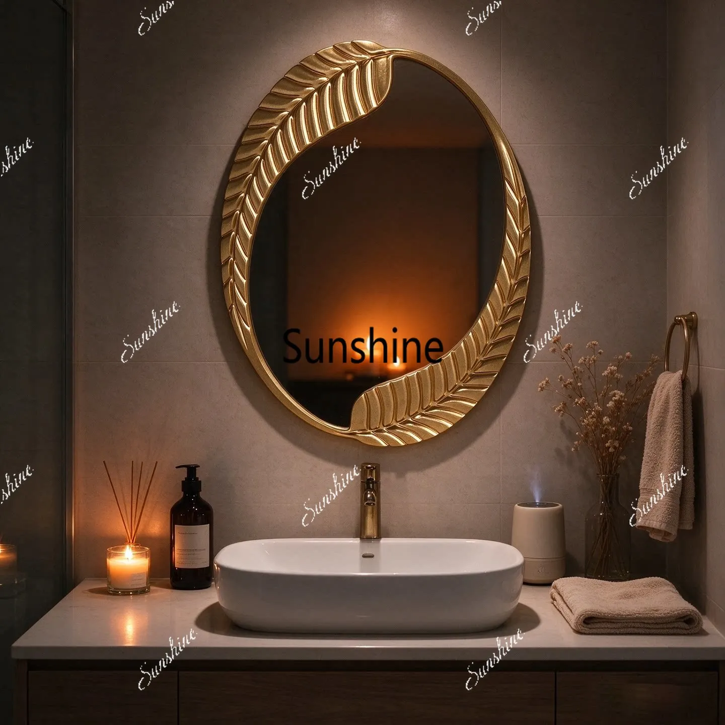 French retro art special-shaped wall-mounted bathroom mirror