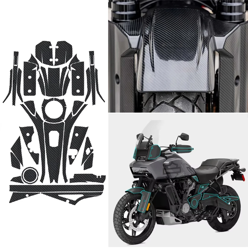 

Motorcycle Carbon Fiber Pattern Stickers Decal Fuel Tank Pad Protection For HARLEY PAN AMERICA 1250 S PA 1250S PA1250 2021 2022