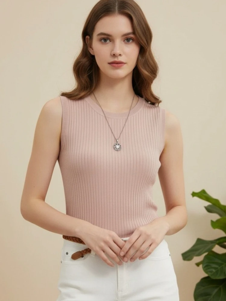 AOSSVIAO 2026 Korea Gestrickte Westen Damen Top Sommer Ärmellose Bluse Damen O-Ausschnitt Gestrickte Bluse Hemd Kleidung Damen Oberteile