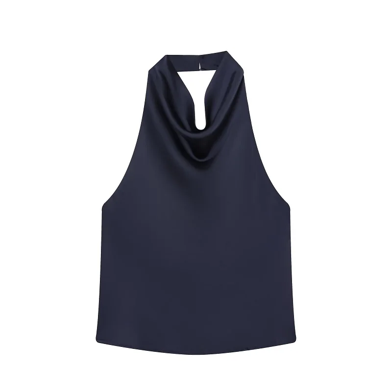 MUJER 2025 Halter Tops voor Vrouwen Zwart Satijn Backless Top Vrouwelijke Roze Zomer Strand Top Vrouw off Schouder Hemdje Top Vrouwen