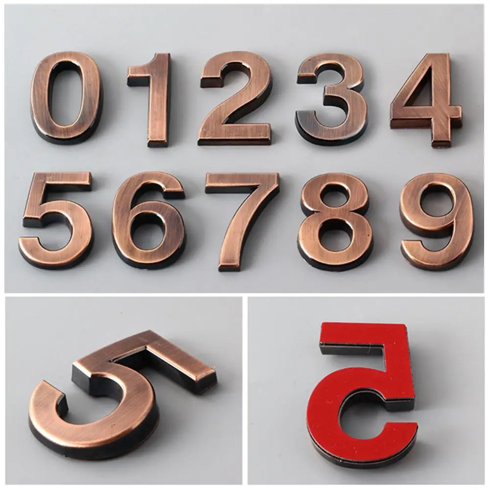 Adhesive 3D House Number Sticker Door Plate Sign Home Mailbox Apartment Hotel Room Address Number Door Decoration Digits Sticker