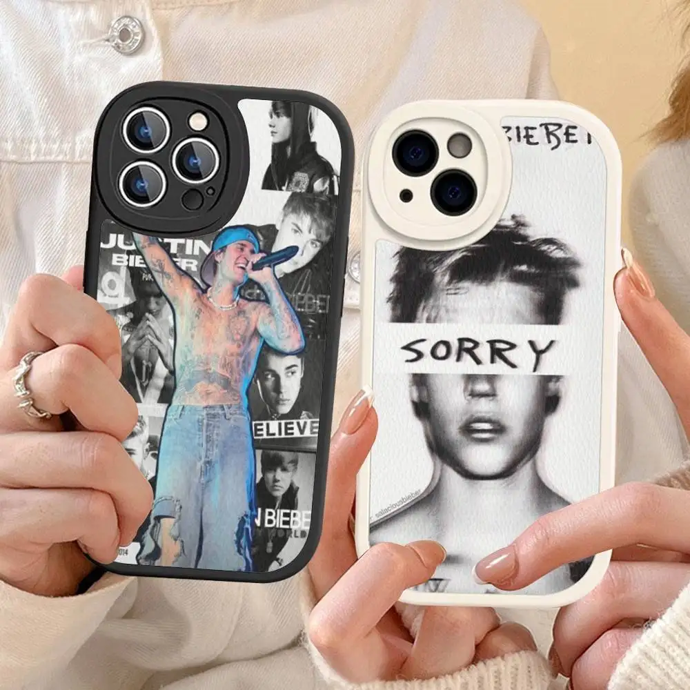 Singer Justin B-Bieber For IPhone 16 15 14 16E 13 12 11 Pro Max Plus Phone Leather Case
