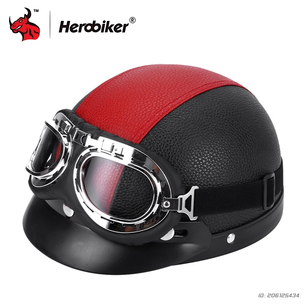 

Motorcycle Half Helmet Four Seasons General Safety Helmet Motorcycle Vintage Motorbike Helmets For Head Circumference 52-62cm