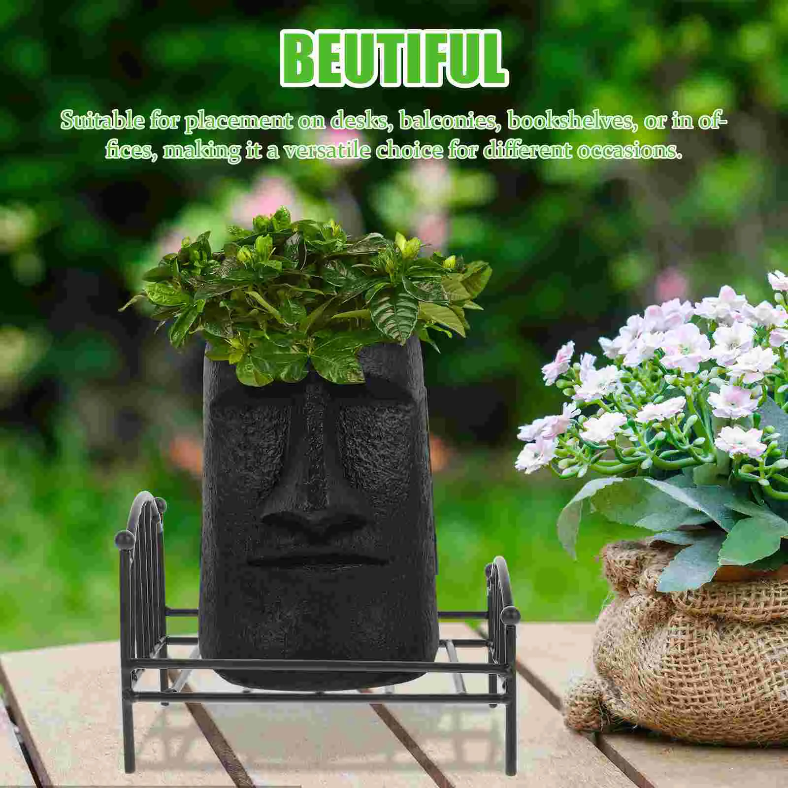 Wrought Iron Potting Stand Mini House Furniture Metal Bed Tiny Homes Frame Small Plant Accessories