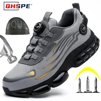 Chaussures de sécurité pour hommes, bottes de Protection élastiques, chaussures décontractées à la mode, respirantes, Protection contre les odeurs, chaussures de travail pour hommes 2