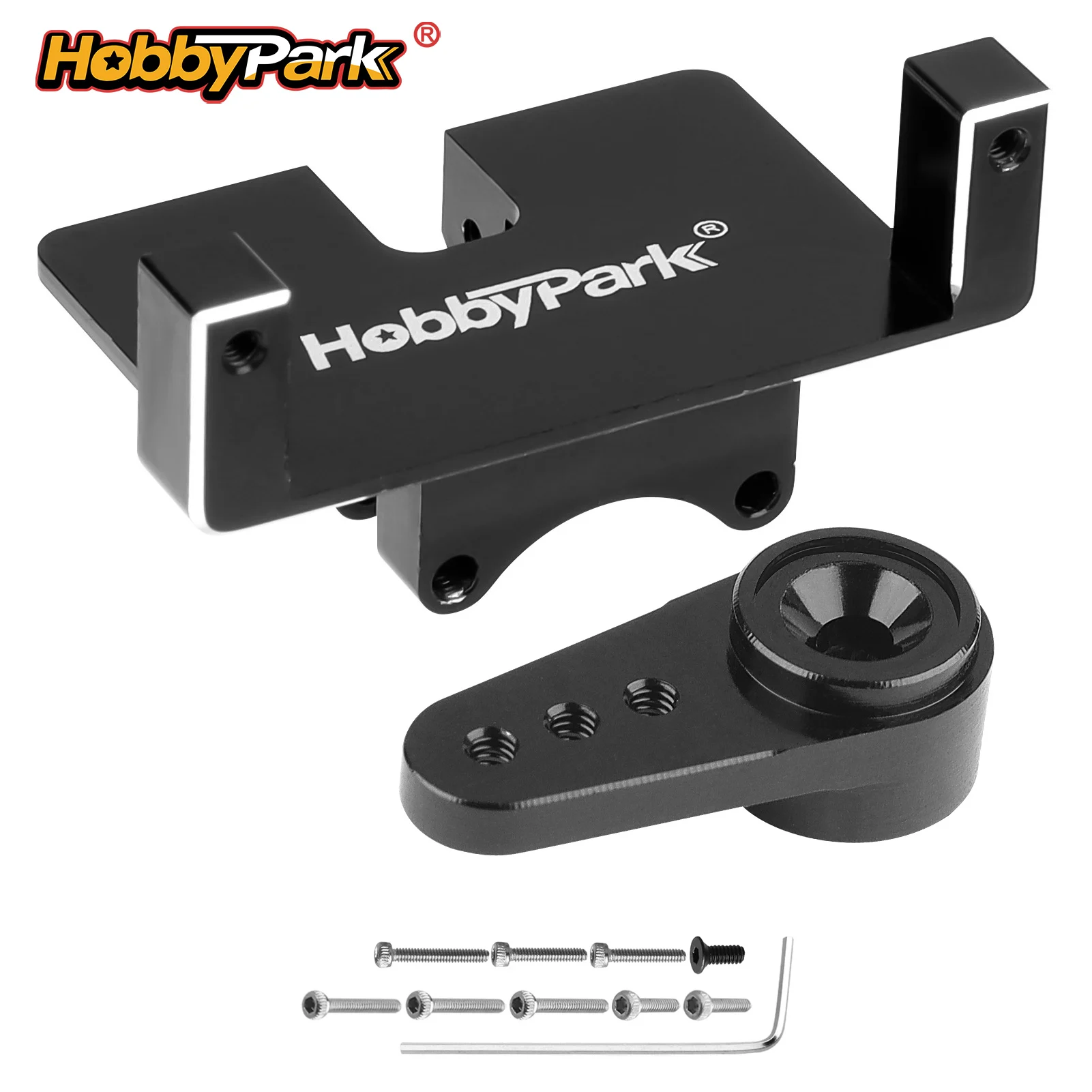 HobbyPark Aluminium-Servohalterung & Servoarm RC Crawler Upgrade-Teile für Axial SCX24 Standard-Servo