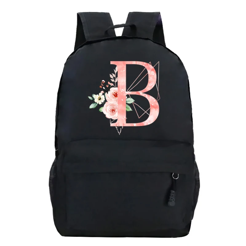 Back To School Backpacks Trend Graphic Flower Alphabet Harajuku Fashion Trend Outdoor Travel Backpack Zipper Laptop Bagpack