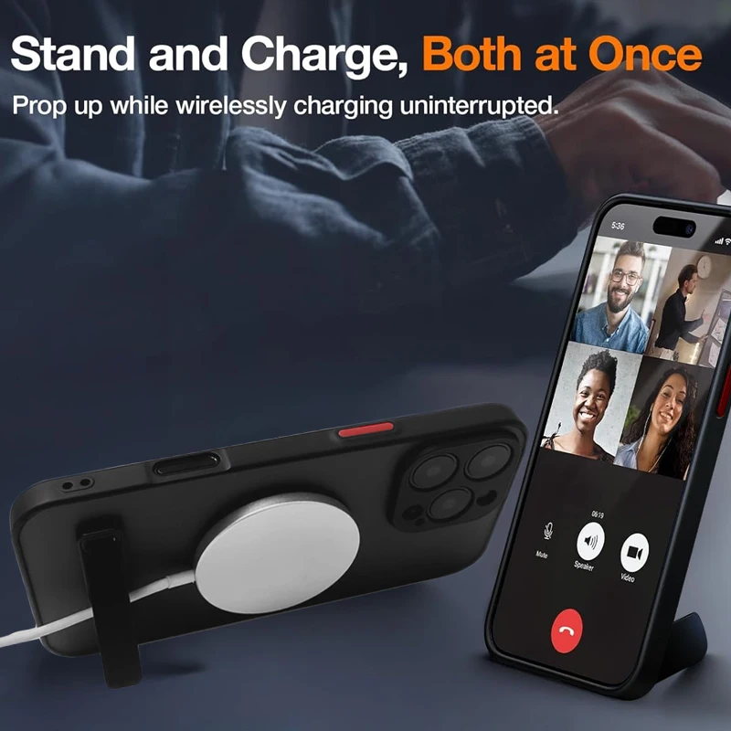 حافظة هاتف محمول مغناطيسية UYUXIO مع مسند لهاتف iPhone 17 16 Pro Max 15 14 Plus 13 12 Mini 11 غطاء شفاف مع حامل #3