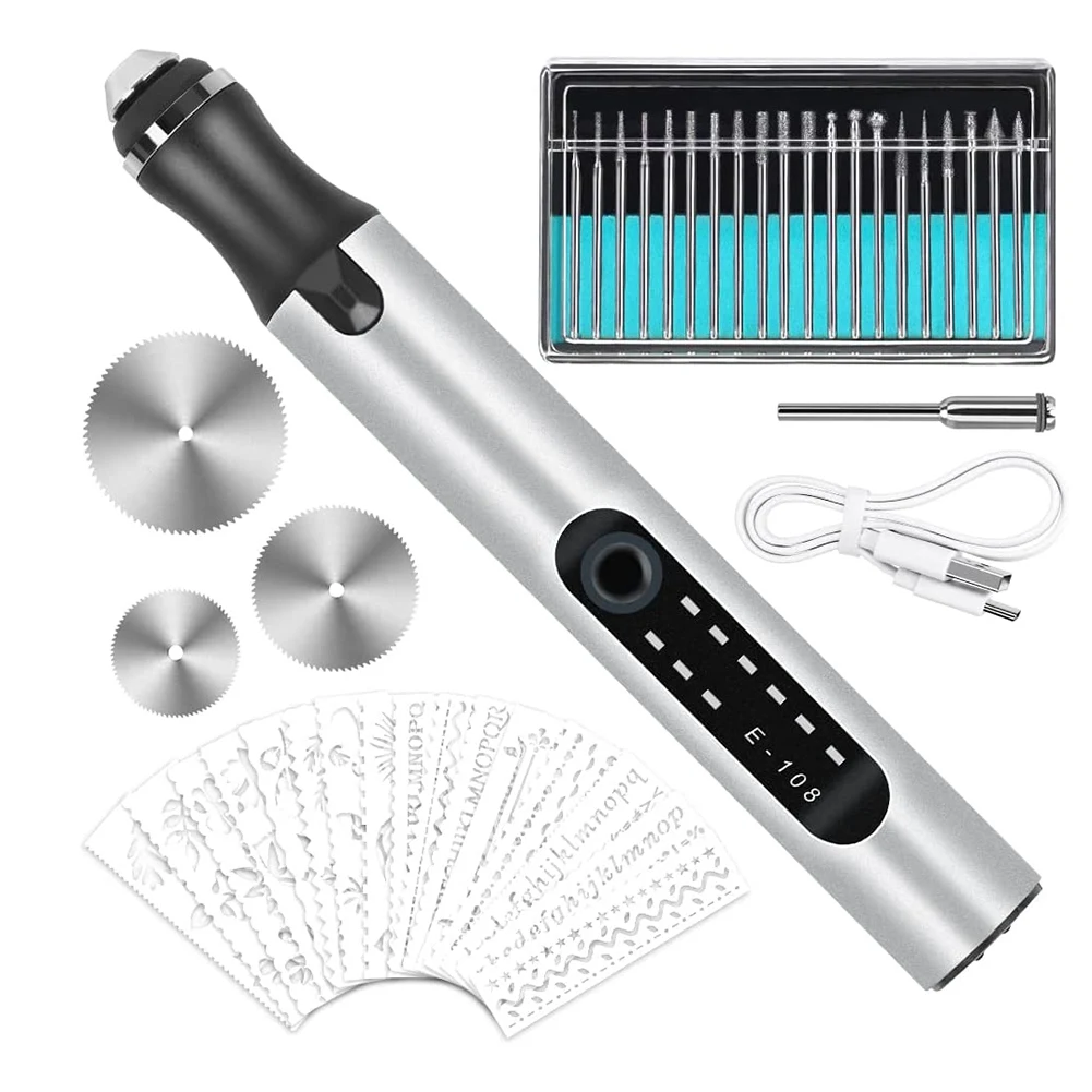 

Engraving Pen, Electric Engraving Tool Kit USB Rechargeable Engraver Etching Pen Micro-Cordless Carve Tool for DIY Art