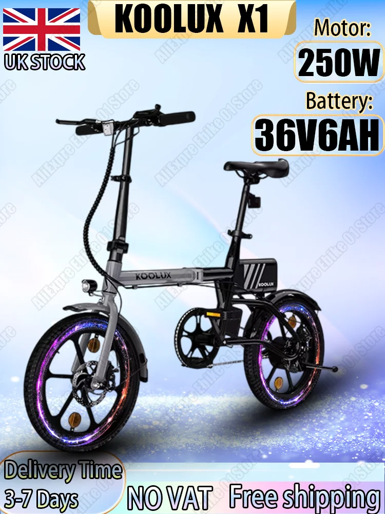 AliExpress Koolux Electric Bicycle 250W Brushless Motor 36V6AH Battery E-bike Folding Adult Children Commuting 16-inch Tire Electric Bike