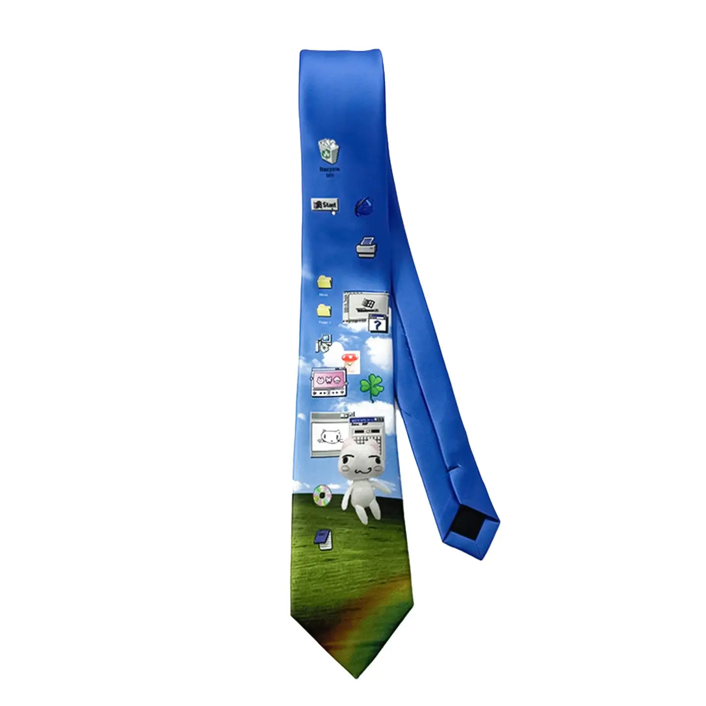 Necktie Y2k Vintage Computer Graphic Printed Hand Tied Neck Tie For Men Women Aesthetic Funky Novelty Tie For Shirt Jk Uniform