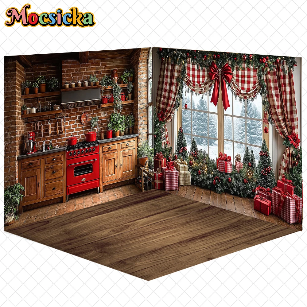 

Mocsicka Christmas Photography Background Kitchen Living Room Bedroom Decors Adult Children Photo Backdrops Holiday Party Banner