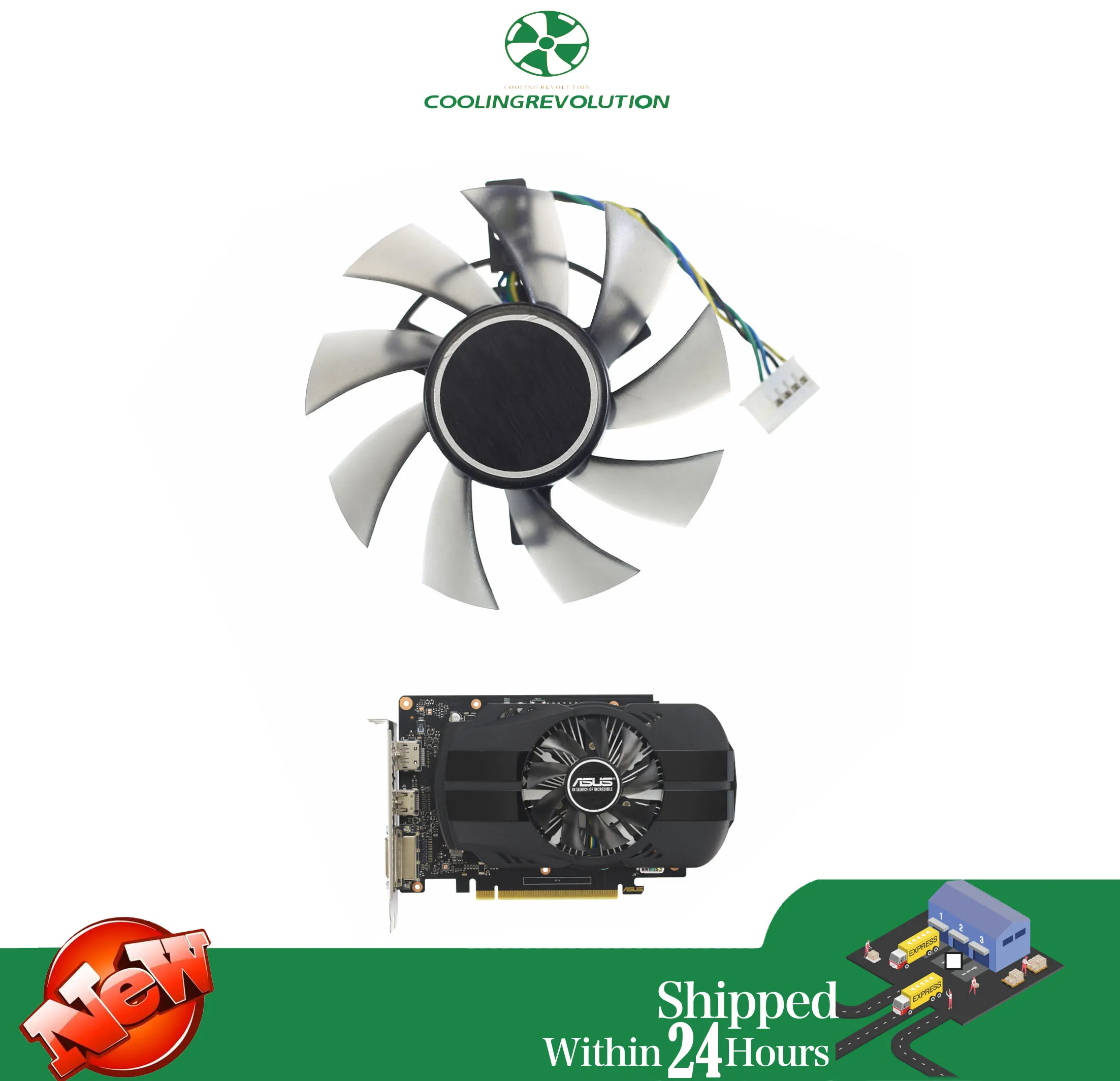 

75MM T128015BU FD8015U12D DC12V 0.50AMP 6-Pin Graphics card Fan For ASUS Phoenix GeForce GTX 1630 1650 Fan