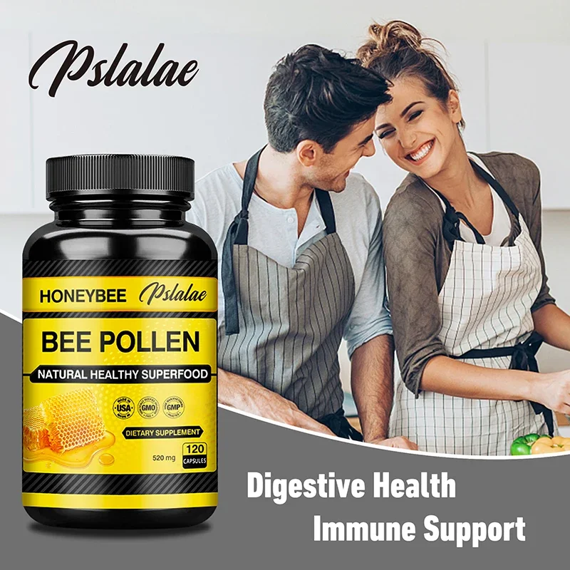 Bee Pollen Capsules - Boost Immunity, Antioxidant, Relieve Joint Inflammation, Promote Bone Health Supplement