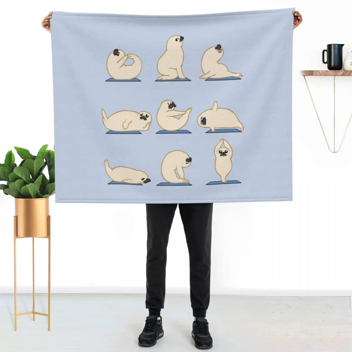 

Baby Seal Yoga Throw Blanket Outdoor Soft Blanket for Picnic Beach Camping