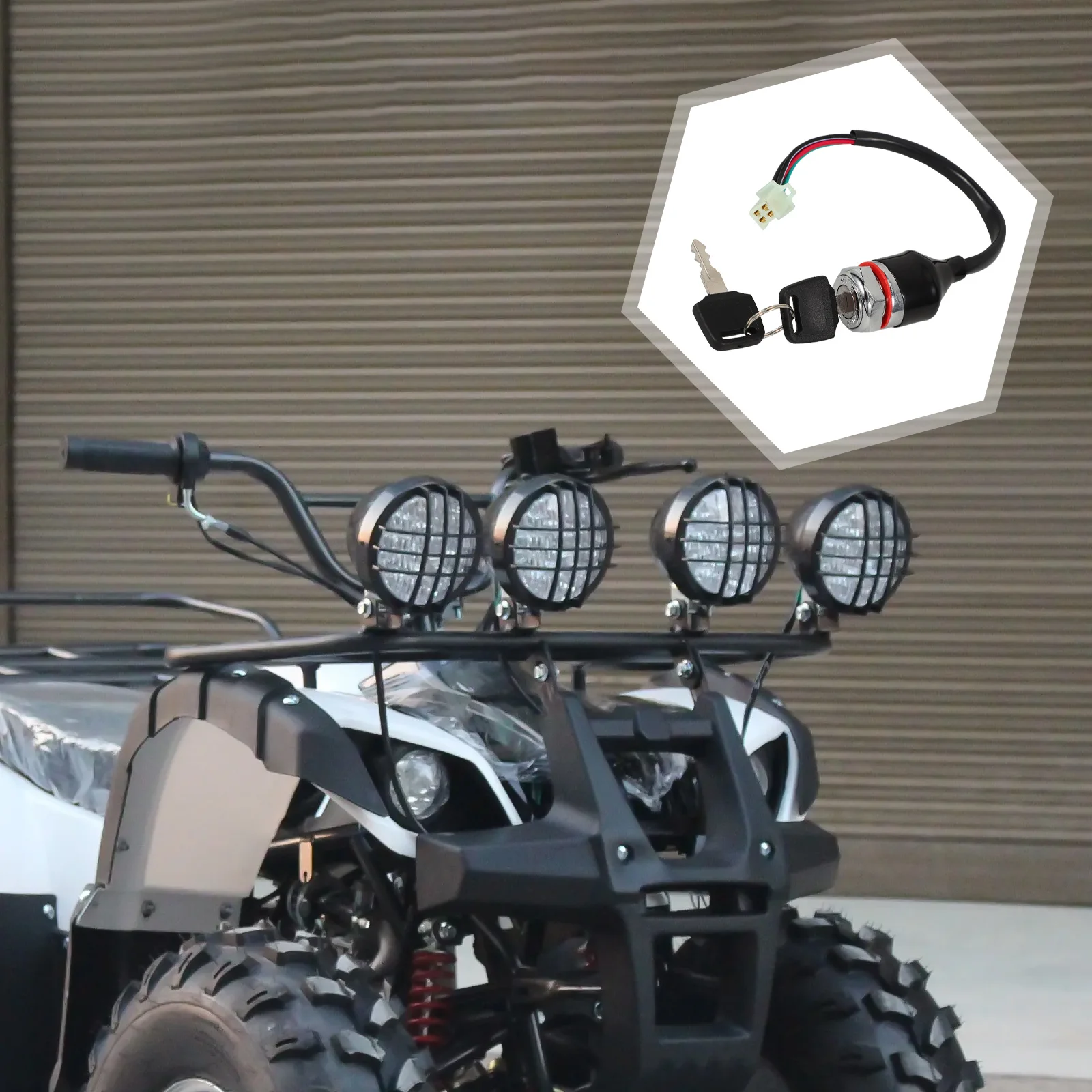 

Off-road Vehicle Ignition Switch Key Starter 4 Wires 2 Locks Steel Copper Material ATV Sand Bike Universal Replacement