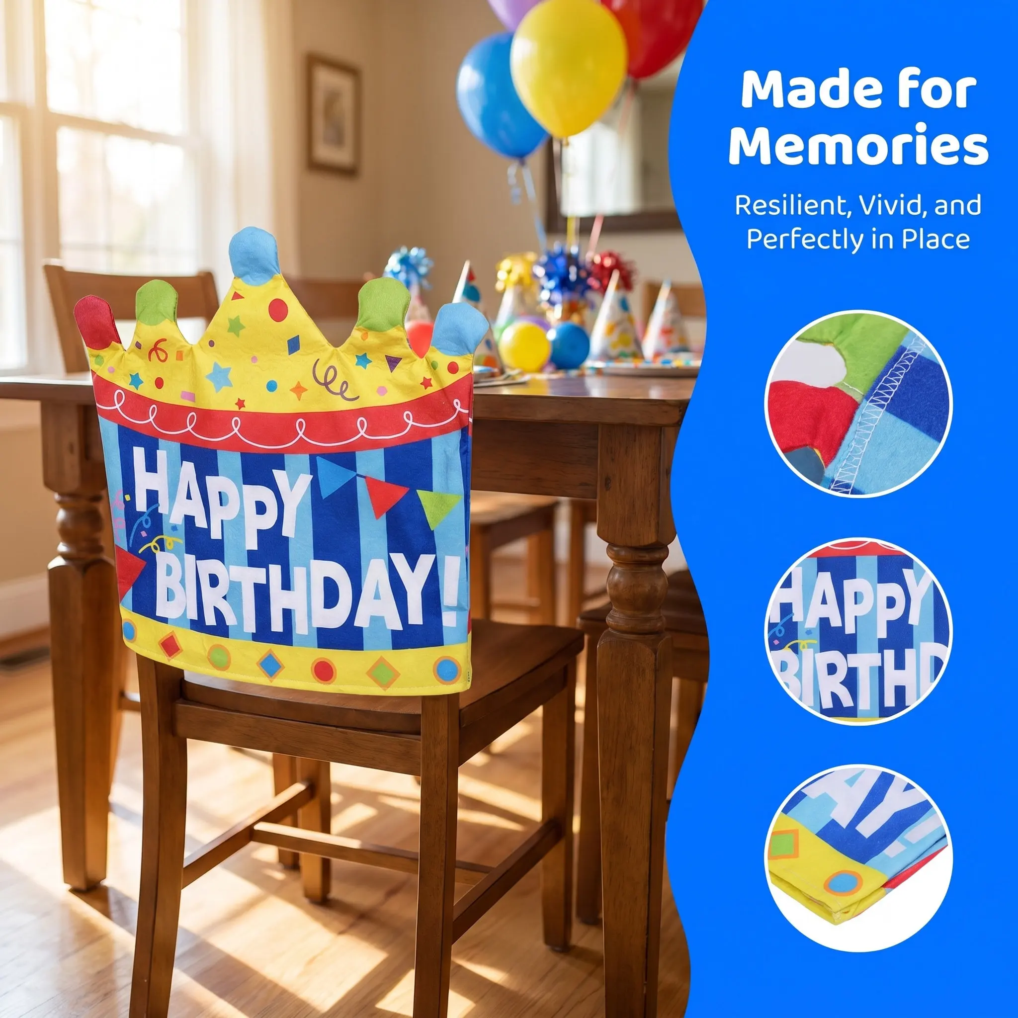 Birthday Chair Cover Colorful Felt Seat Sleeve for Classroom Birthday Party Chair Decoration Back to School Supplies