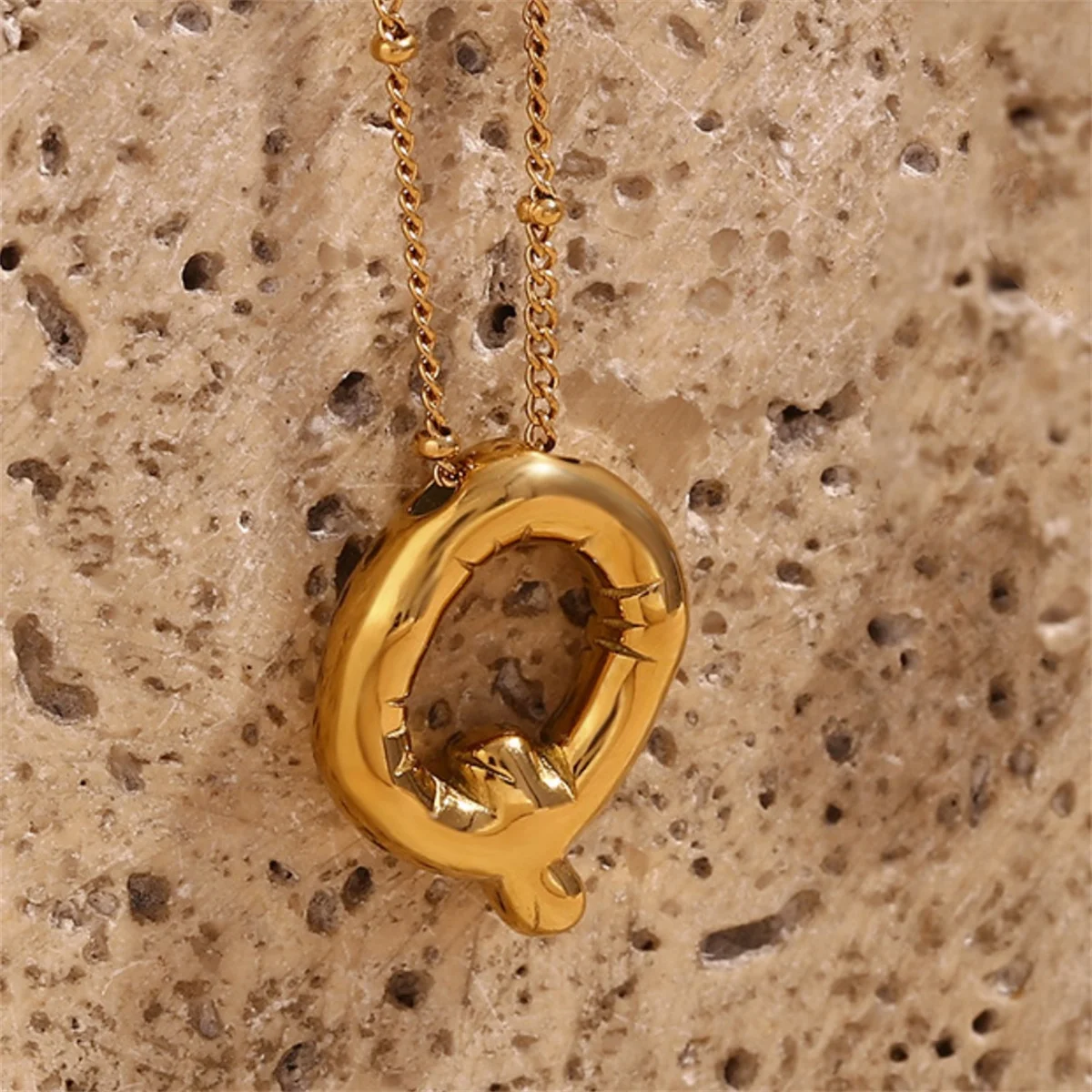 Vintage Stainless Steel Balloon Bubble Chunky Letter Necklace for Women 18K Gold Plated Initial Necklaces Collar Jewelry Gift image 3