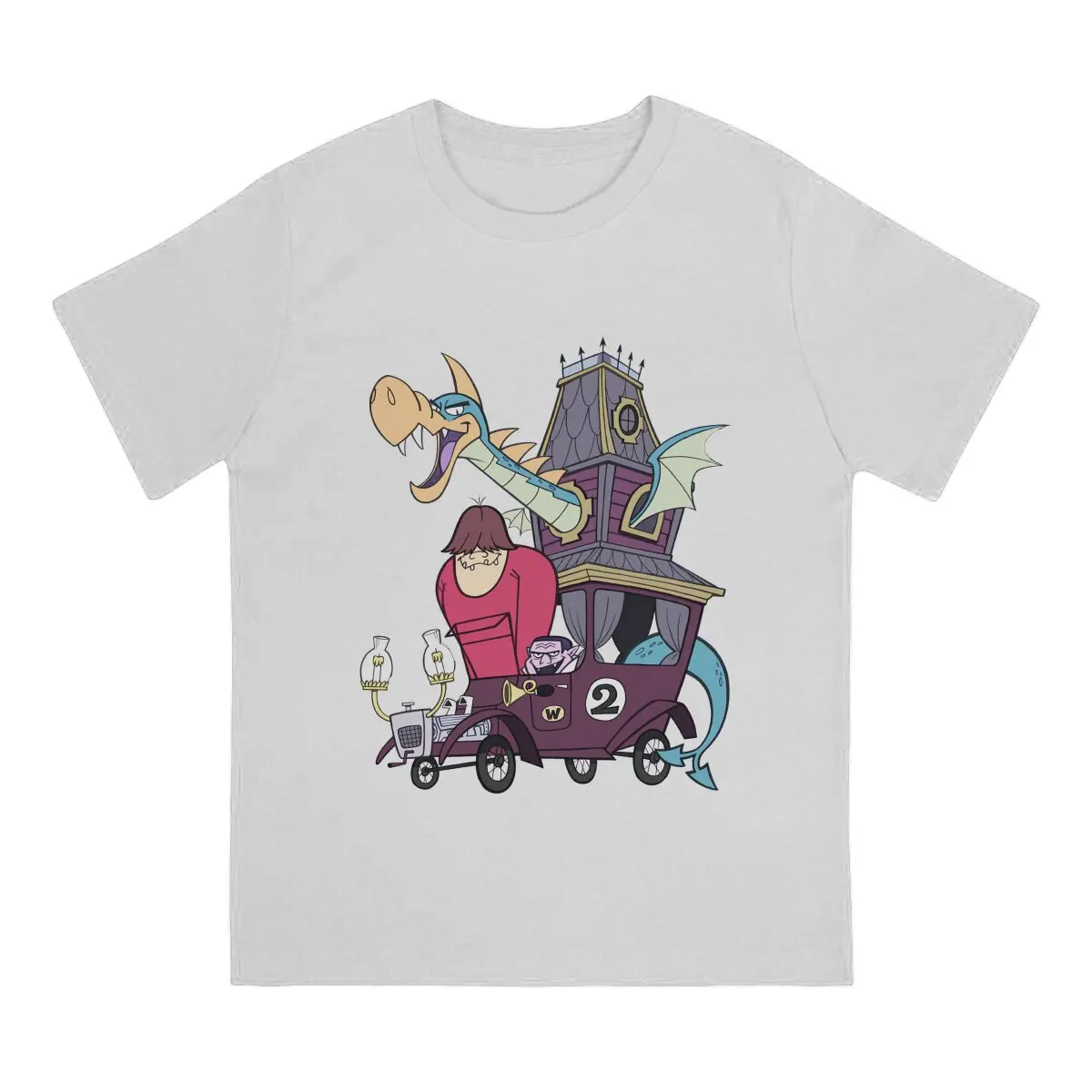 Wacky Races Retro Cartoon Dragon Car Tshirt Graphic Men Tops Vintage Punk Summer Short Sleeve Fibre Harajuku Polyester T Shirt view 2