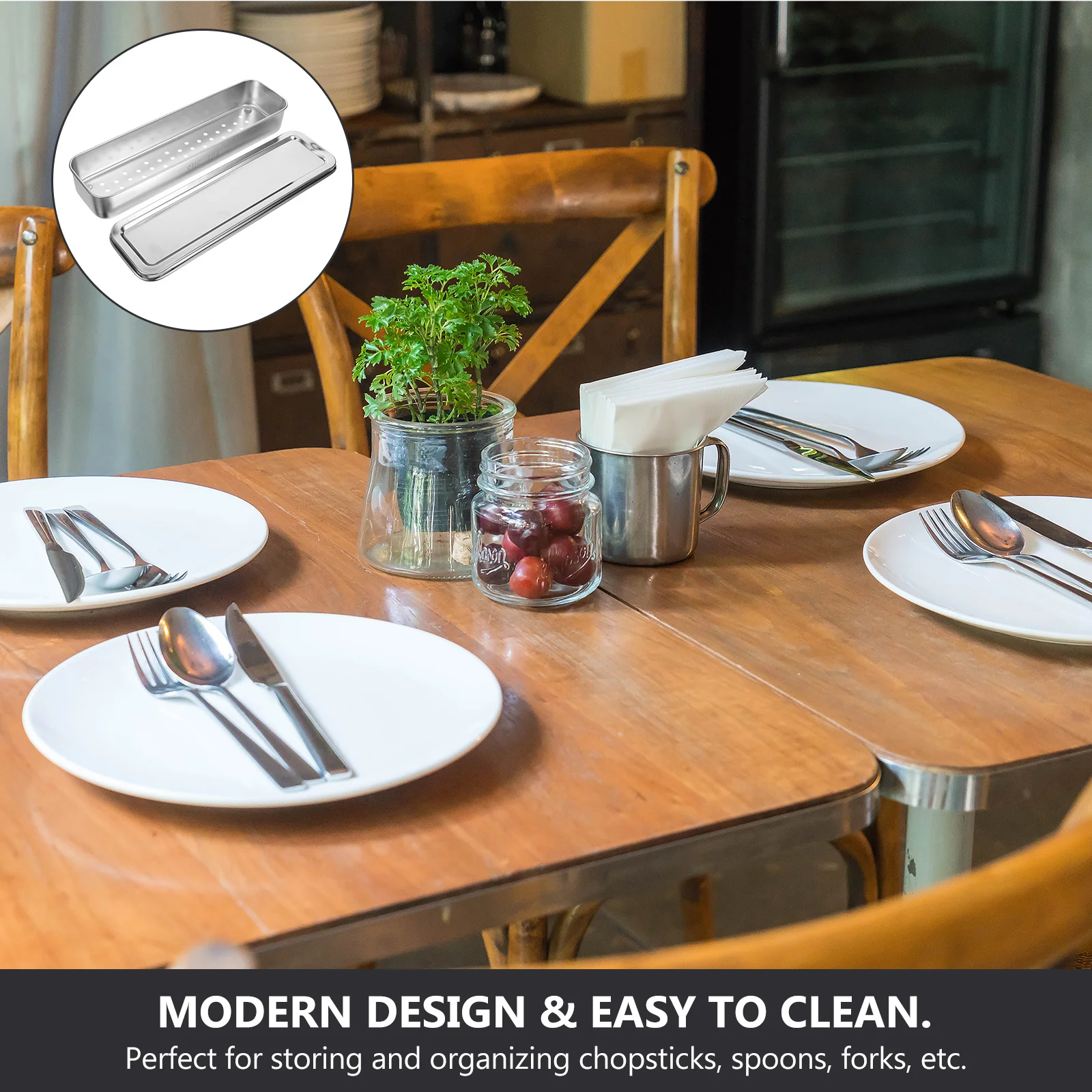 

Stainless Steel Chopstick Holder Disinfection Cabinet Storage Basket Utensil Drying Rack Cutlery Drainer Basket Kitchen