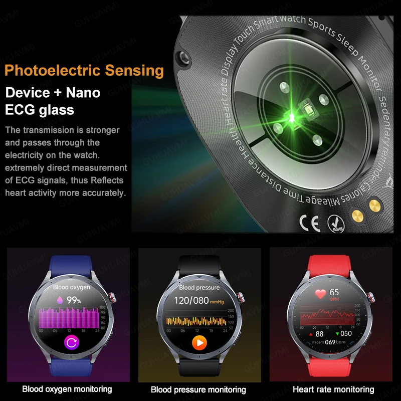 Smartwatch męski 2025 z funkcjami profesjonalnej analizy zdrowia: kwas mocny, lipidy we krwi, EKG, ciśnienie krwi, analiza ciała, rozmowy głosowe AI.