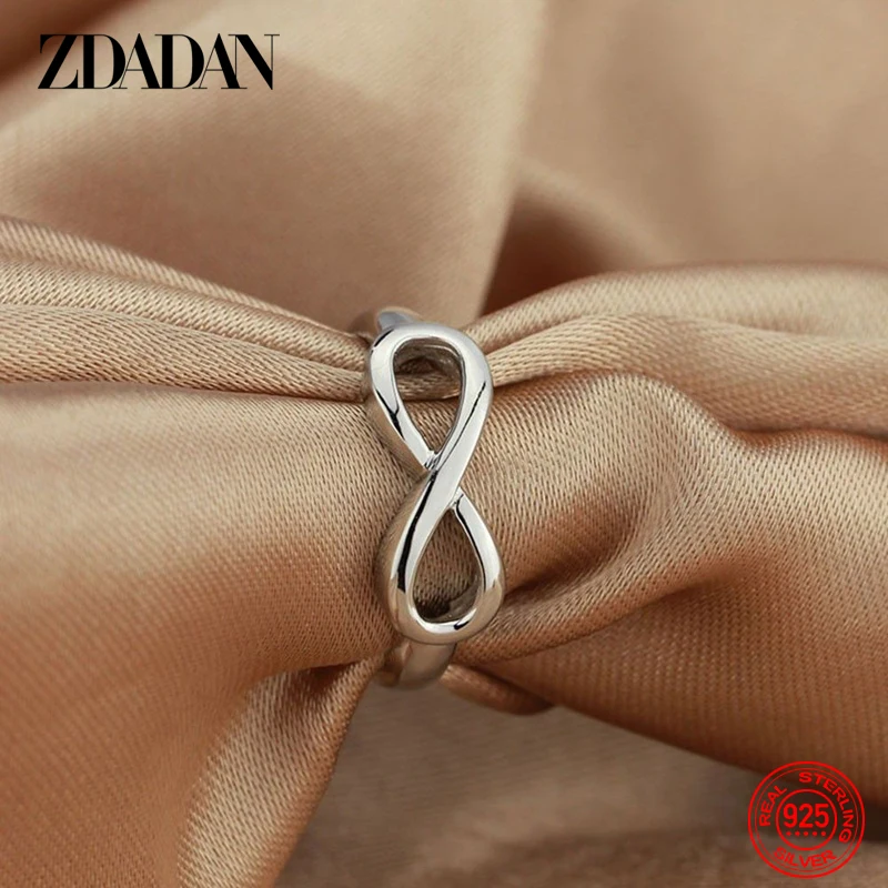 ZDADAN 925 Sterling Silver 8 Word Finger Ring For Women Wedding Jewelry