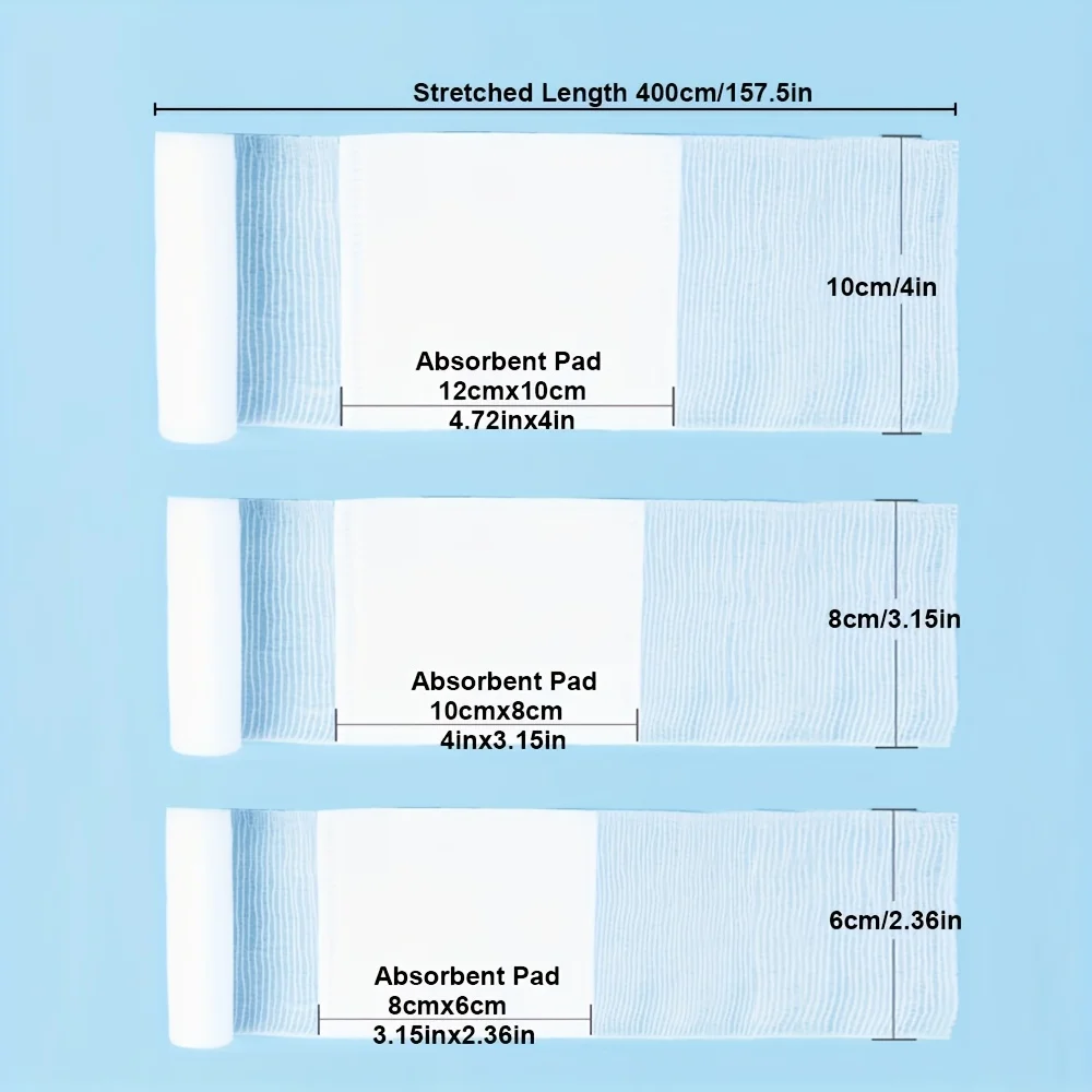 6Pcs Sterile Trauma Hemostatic Bandage PBT Elastic Disposable Roll Highly Absorbent Pads for Wound Care First Aid Travel