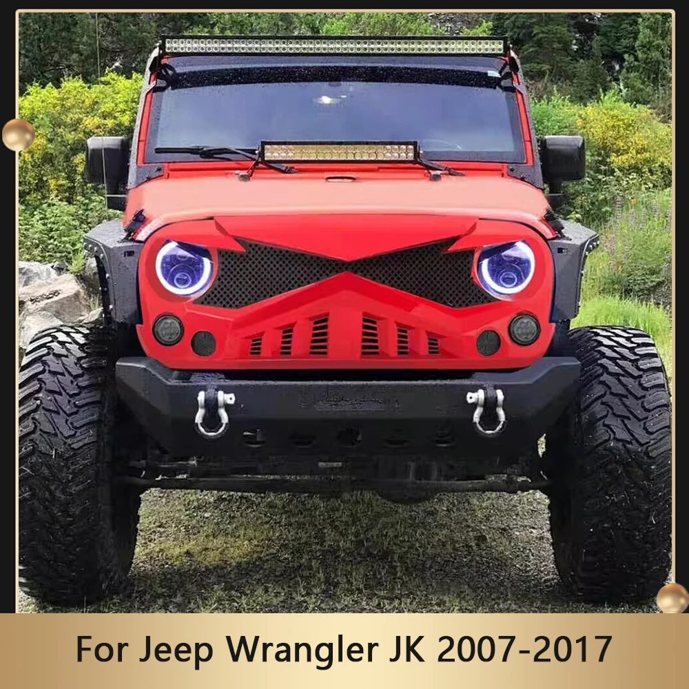 Red Knight Style Grille For Jeep Wrangler JK 2007-2017 Racing Grill ABS Inlet Guard Grid Car Front Bumper Grills