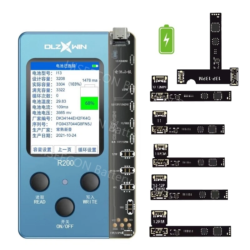 DL R200 Tag na Flex Cable dla iPhone 11 12 13 komórka baterii zdrowie narzędzie do naprawy danych numer cyklu 0 pojemność 100% narzędzie do naprawy