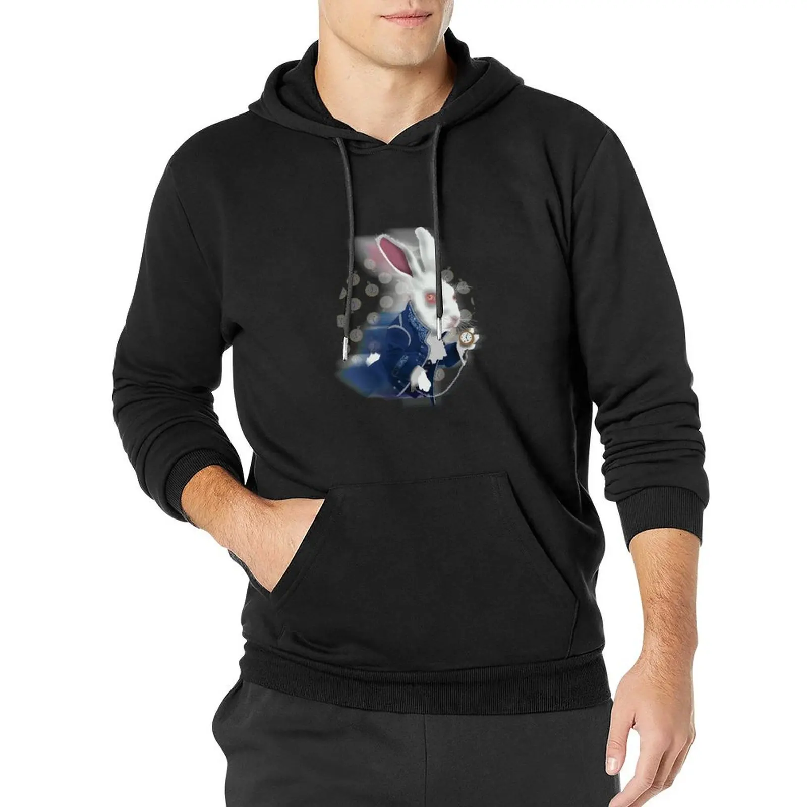

White Rabbit running late! Pullover Hoodie hooded shirt mens designer clothes autumn jacket men new in hoodies & sweat-shirt