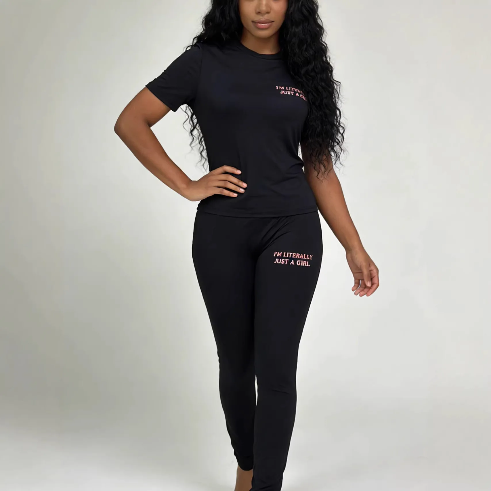 

Pant Set Women Two Piece Sets Round Neck Short Sleeve Tops Print Letter Long Pants Elastic Waist Y2k Streetwear Elegant Spring