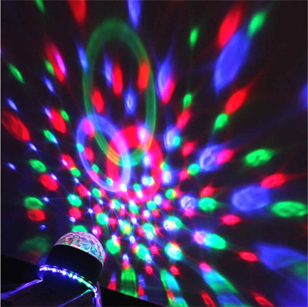 Sound Activated Rotating Disco Ball Party Light 6W RGB LED Stage Lights Projector Lamp for Christmas Wedding Festival Decoration