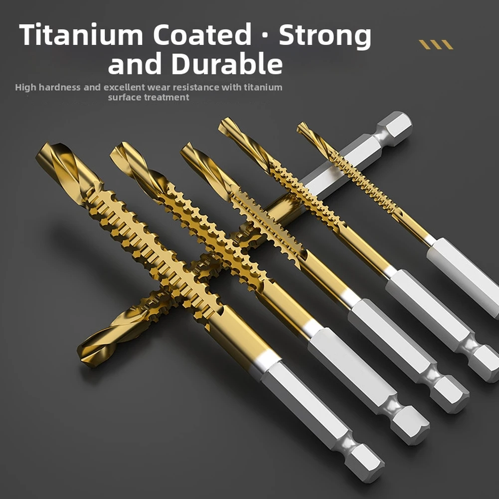 

High Speed Steel Titanium Plated Drill Bit Set With Hex Shank For Wood Metal Plastic Drilling And Grooving Saw Tool Kit