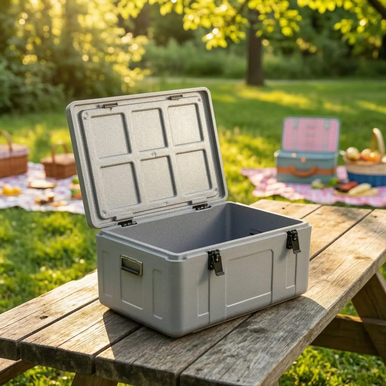 Insulated Food Container with Side Grip Recesses Dense Polypropylene Foam Box for Catering Temperature Control