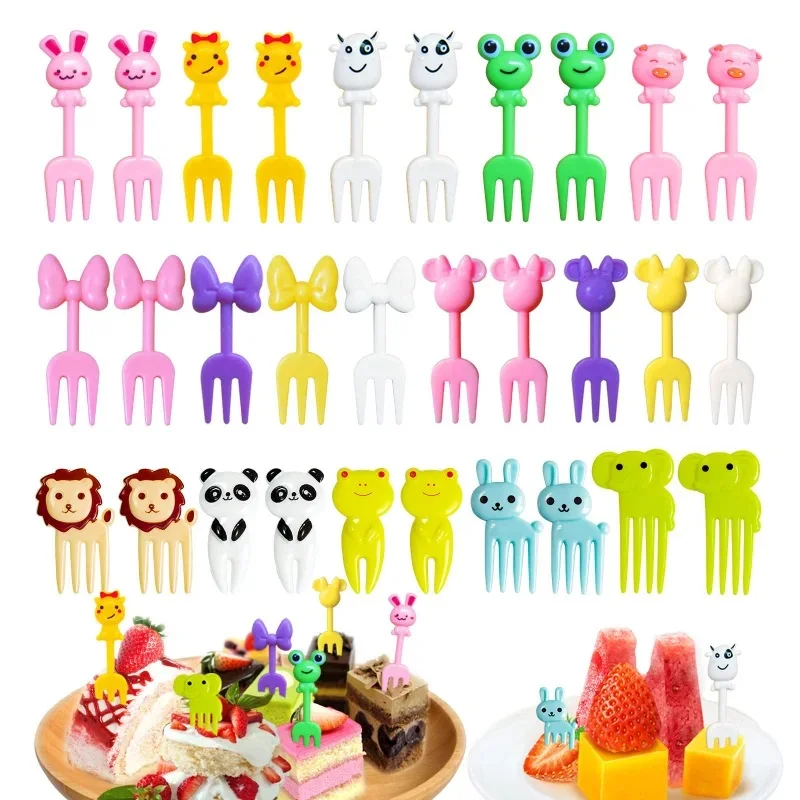 Animal Fruit Forks for Kids Children Reusable DIY Mini Food Picks Cute Cartoon Cake Snack Dessert Toothpicks for Lunch Box Decor