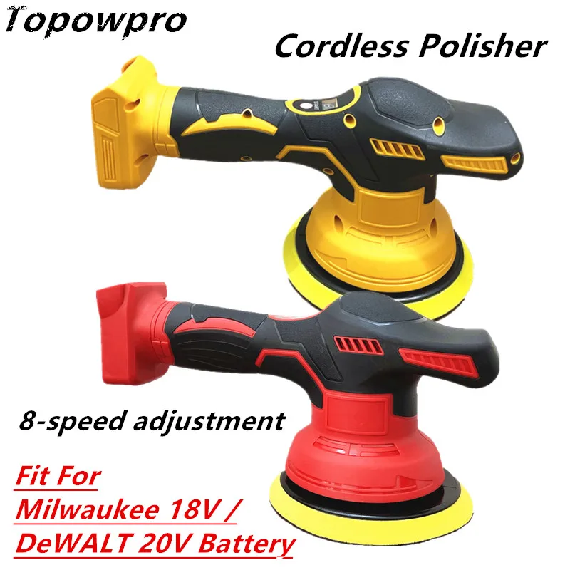 

Fit For Milwaukee 18V/ DeWALT 20V Battery Cordless Car Polisher Electric Auto Polishing Machine 8 Gears Adjustable Metal Waxing