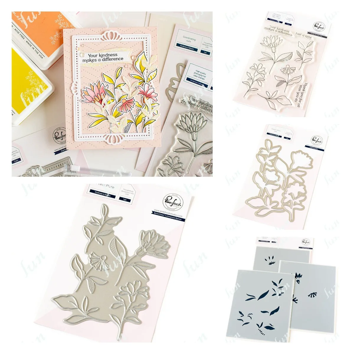 Kindness in Bloom Metal Cutting Dies Stencils Scrapbook for Card Making DIY Crafts Dies Supplies Clear Stamps and Hot Foil Sets