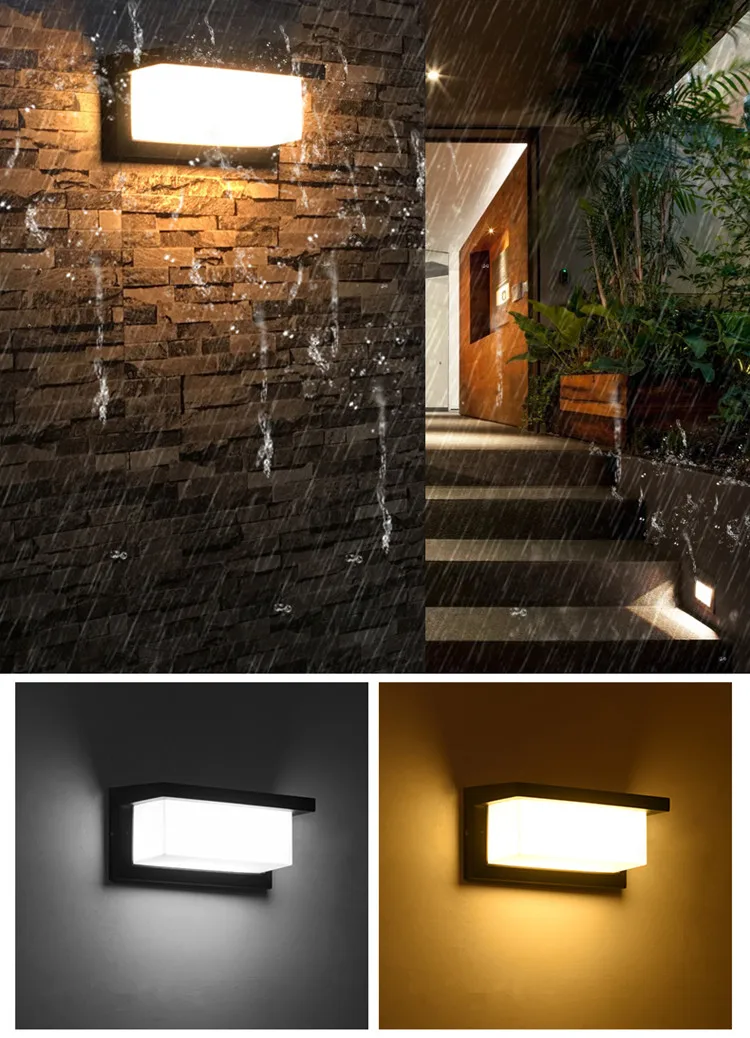 40W Outdoor E27 LED Aluminum Frame Wall Light 85-265V IP65 Waterproof Porch Lamp Garden Exterior Decor Sconce Lamp