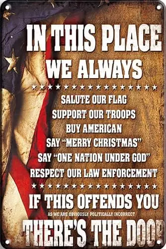 CN-Tin Sign Desperate in This Place We Always Salute Our Flag Support Our Troops Tin Collectible Sign, Metal Wall Signs Tin sign