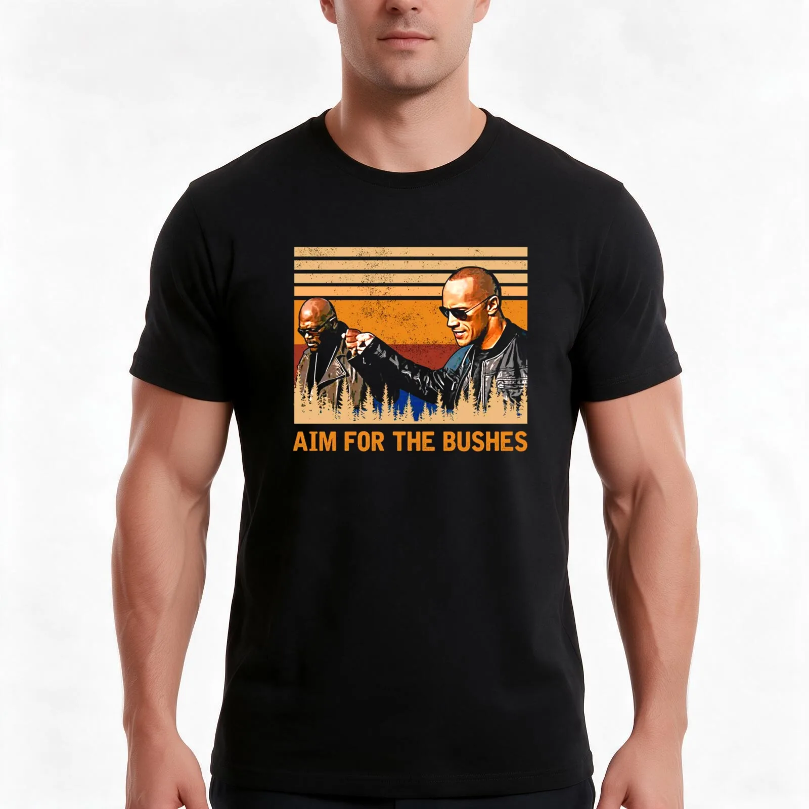 Aim for The Bushes T-Shirt, Summer Casual Cotton Tee, Oversized Streetwear Tops, Vintage Graphic Print, Loose Fit Short Sleeve