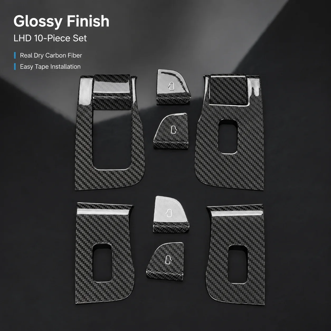 Dry Carbon Fiber Window Switch Button Trim Cover for Tesla Model 3 Highland 2024+ LHD RHD Glossy Matte